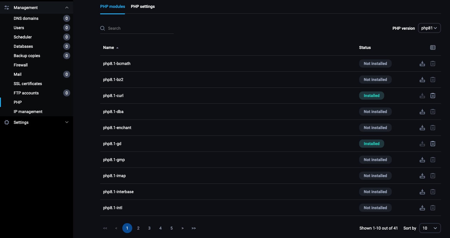 How to Use the FASTPANEL VPS Template The FASTPANEL PHP settings page
