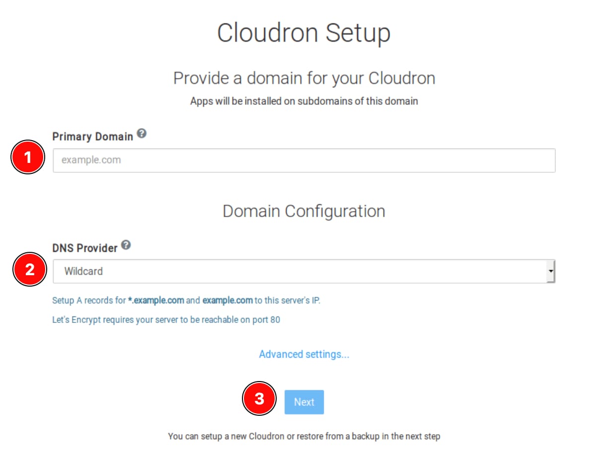 How to Use the Cloudron VPS Template Setting up Cloudron