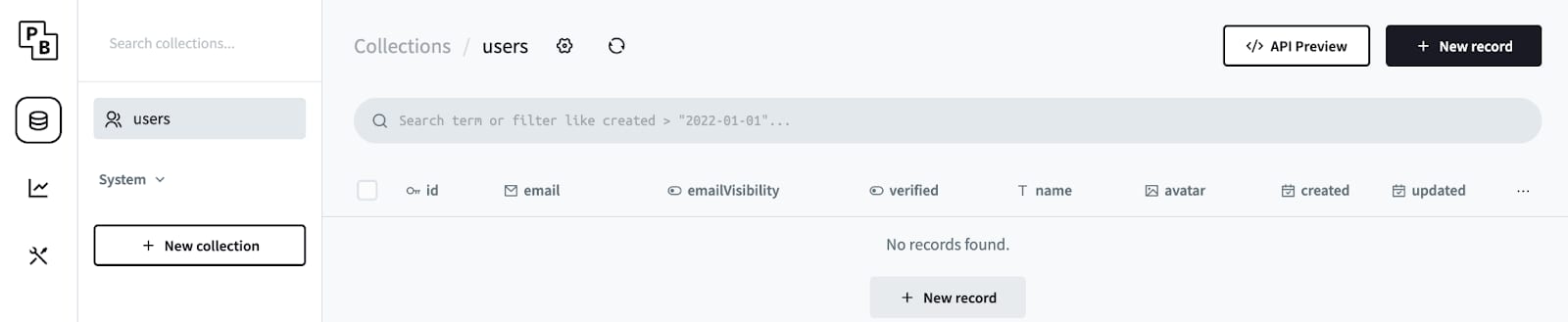 How to Use the PocketBase VPS Template PocketBase screen