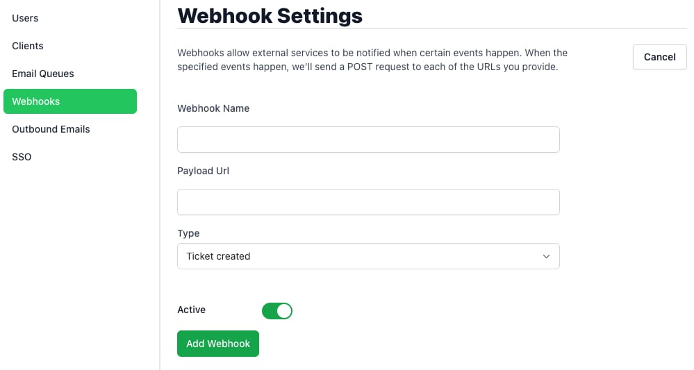 How to Use the Peppermint.sh Template The Peppermint.sh Webhook Settings page