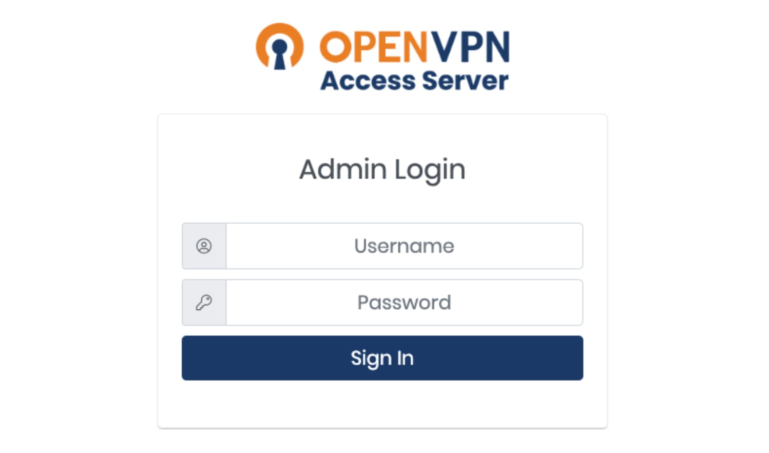 The logins screen at OpenVPN