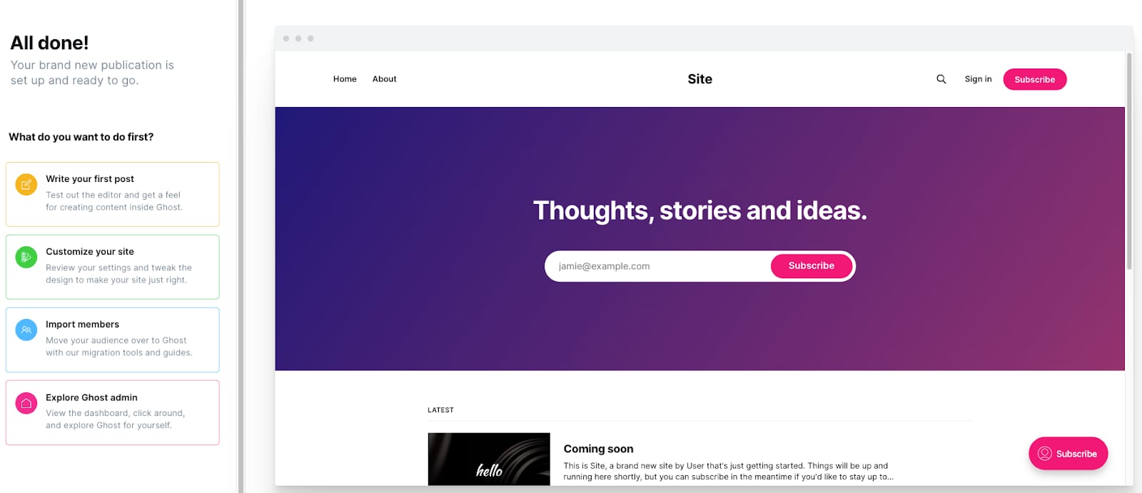 How to Use the Ghost VPS Template Creating an admin account at Ghost