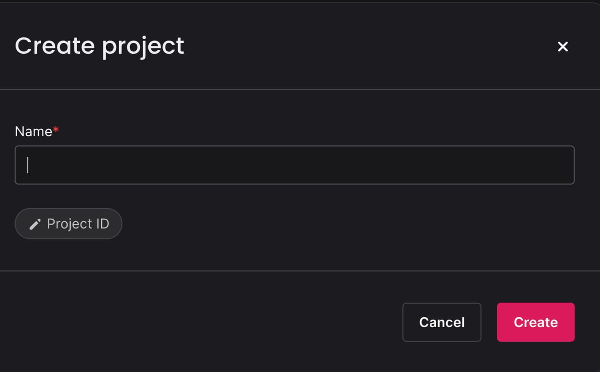 How to Use the Appwrite VPS Template The window in Appwrite to create project by entering a project name.