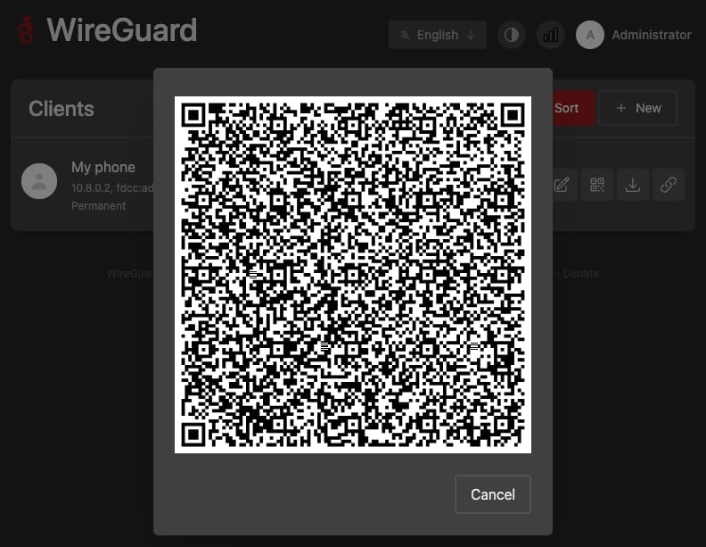 How to Use the WireGuard VPS Template wg-easy connecting new device