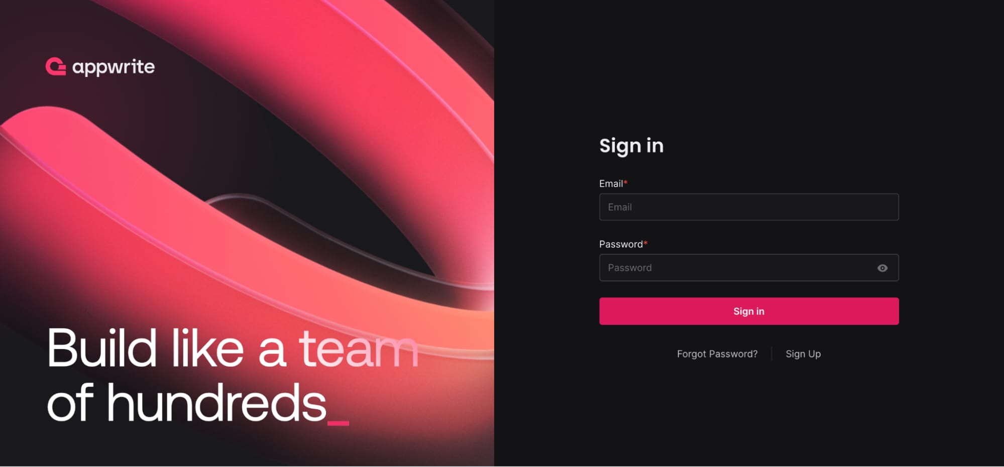 How to Use the Appwrite VPS Template The Appwrite sign in page showing the button to sign up.