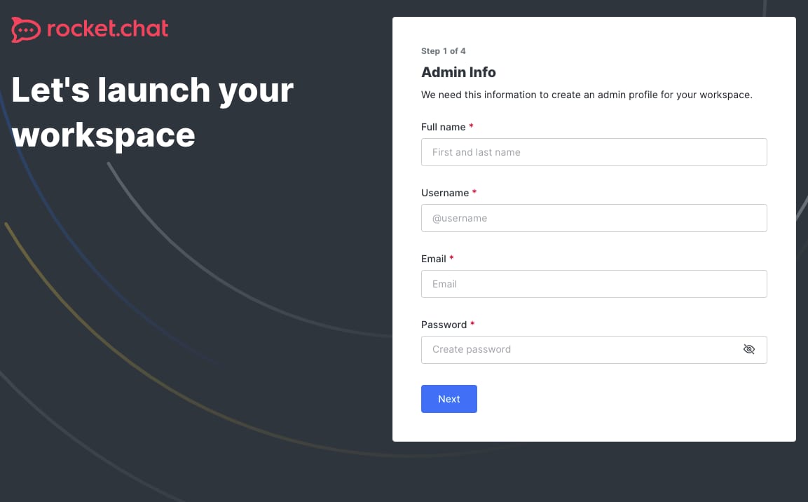 How to Use the Rocket.Chat VPS Template Creating the Rocket.Chat workspace
