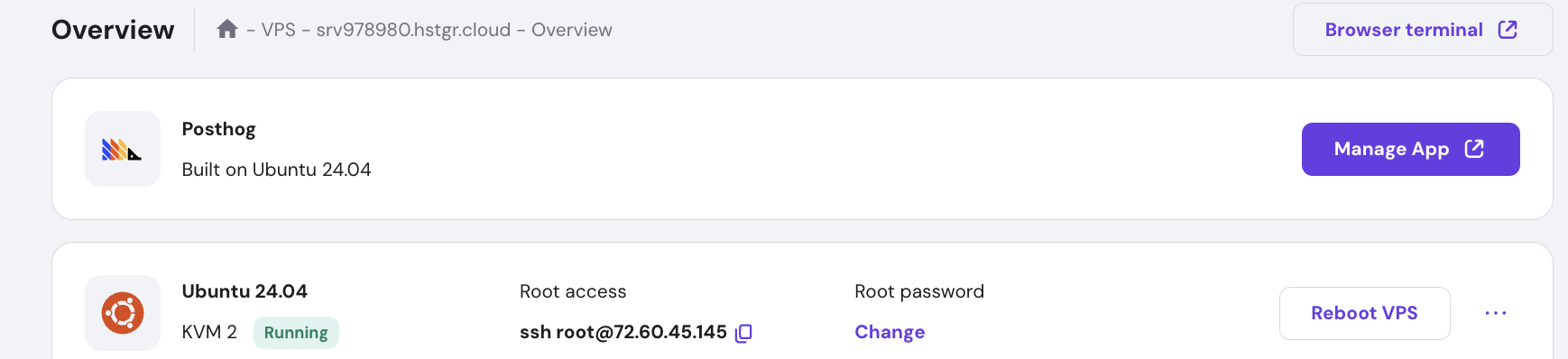 How to get started with the Posthog VPS Template PostHog on Hallo-Webseite.de VPS
