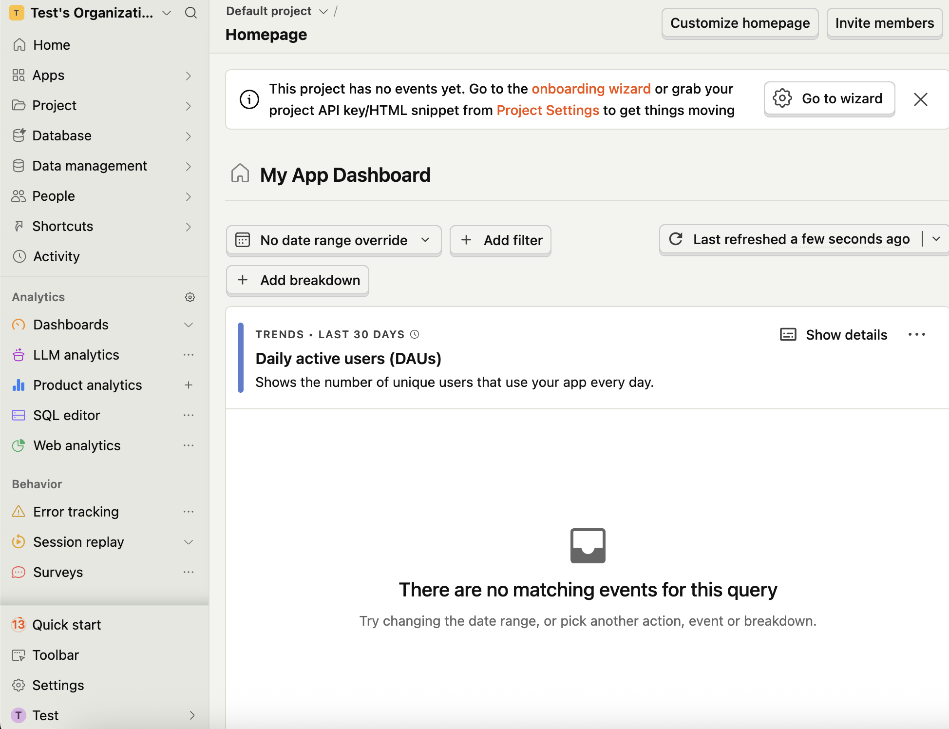How to get started with the Posthog VPS Template Self-hosted PostHog dashboard on Hallo-Webseite.de VPS